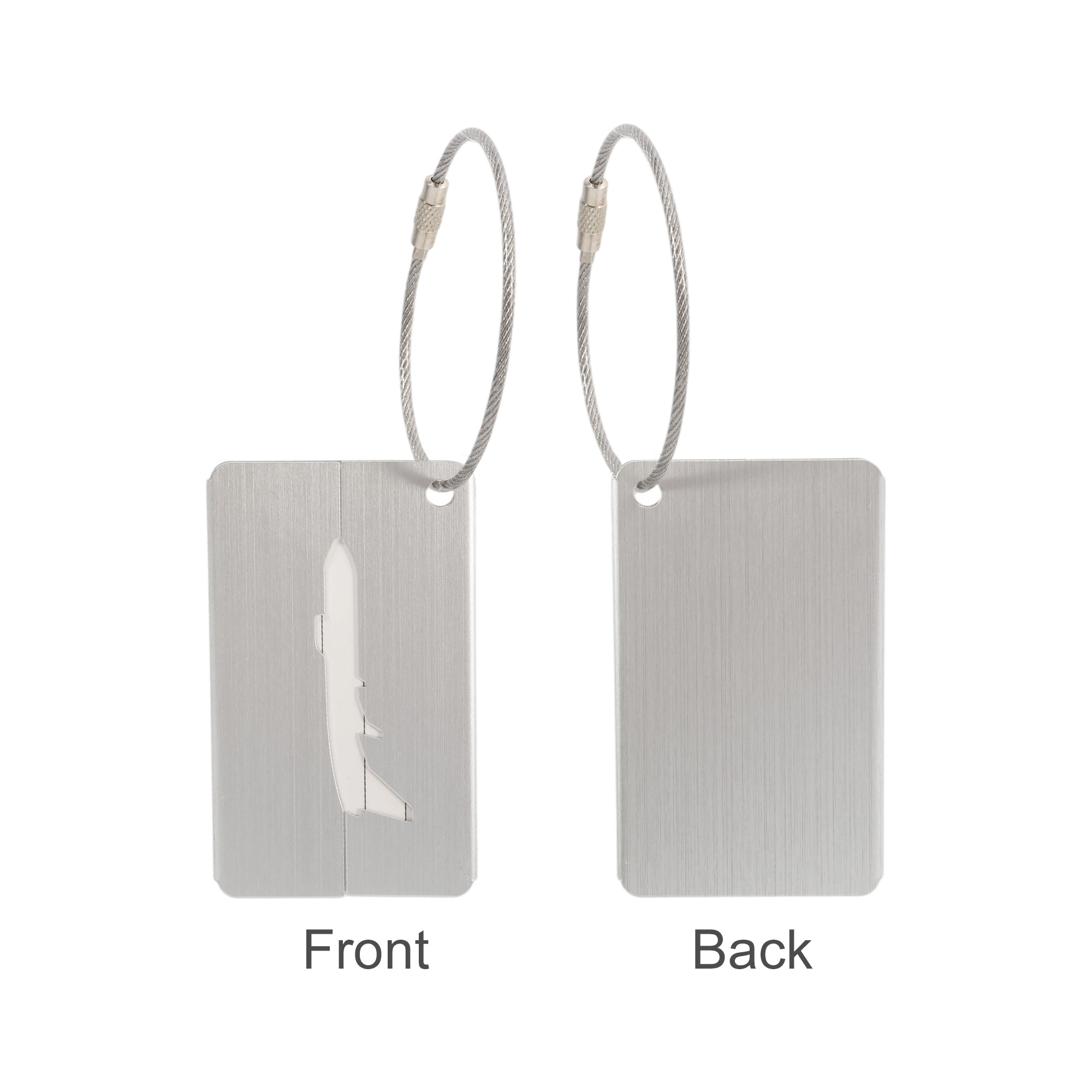 Plane Square Brushed Aluminium Luggage Tag - Image 7