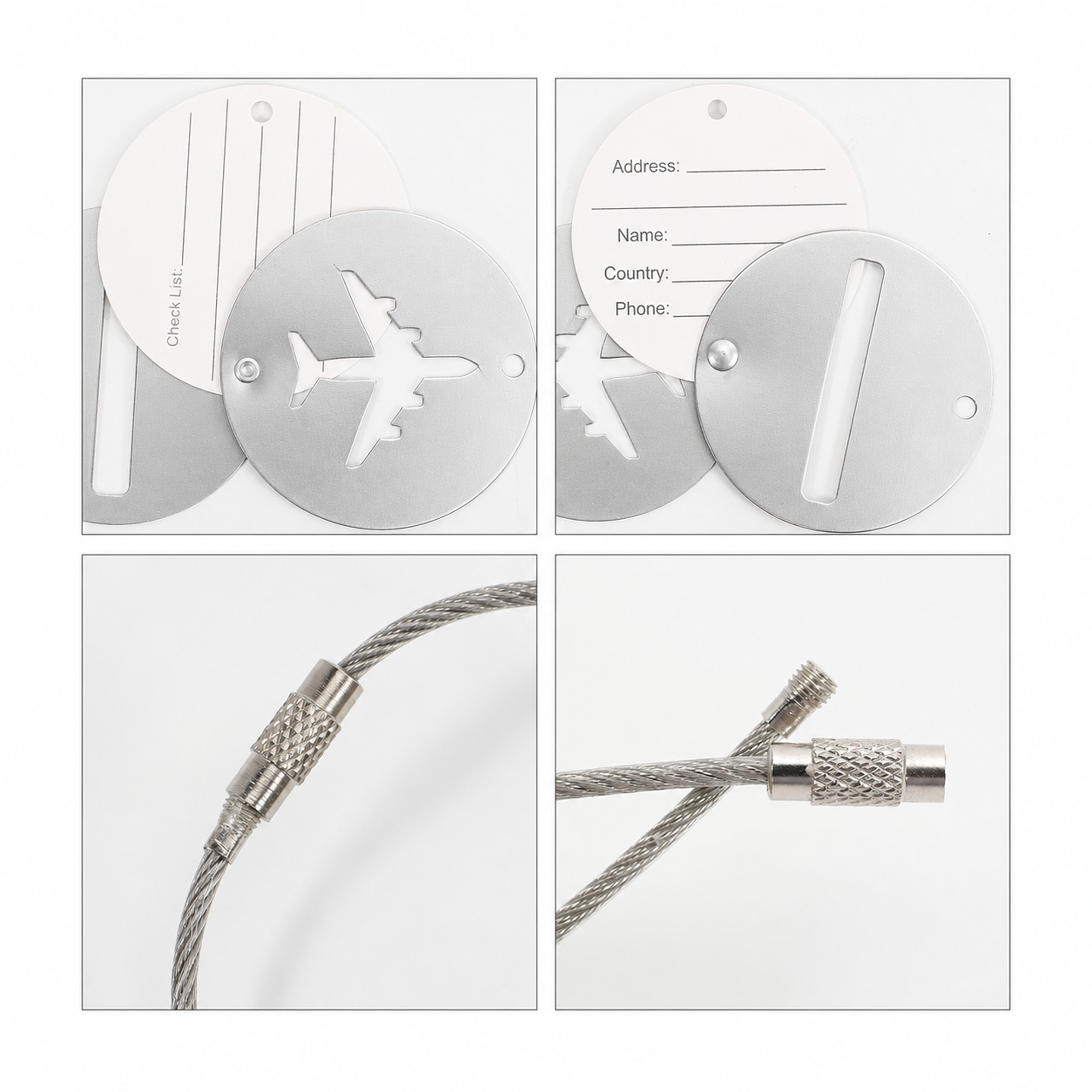 Plane Round Wire Cable Luggage Tag - Image 13
