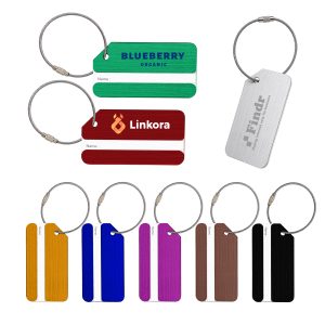 Square Brushed Aluminium Luggage Tag