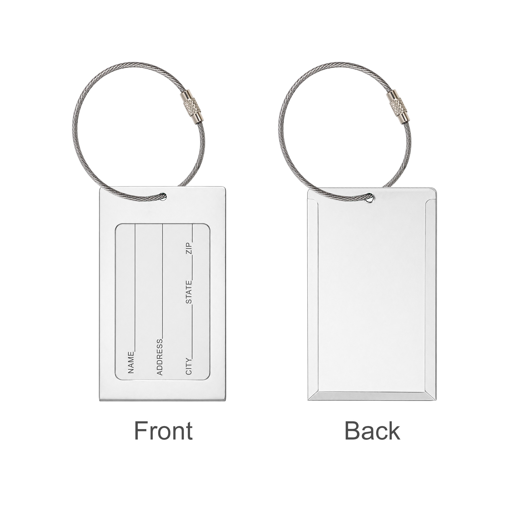 Square Aluminium Luggage Tag C - Image 2