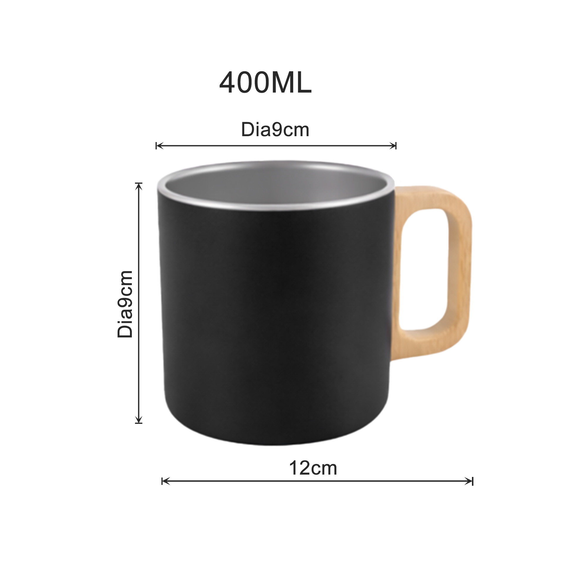 400ML Stainless Steel Insulated Mug with Wooden Handle - Image 7