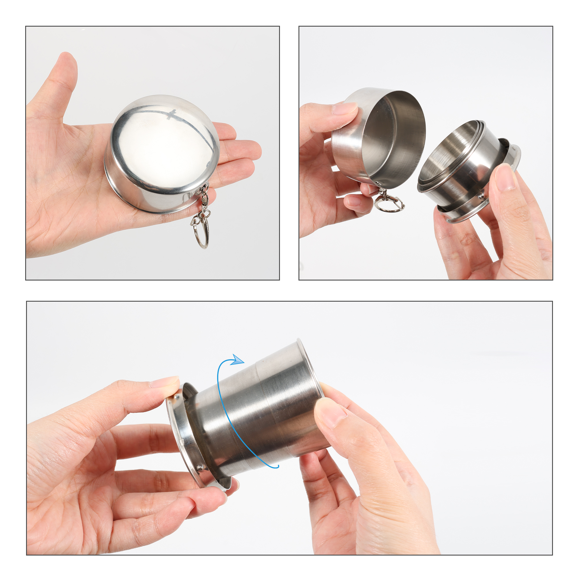 55ML/140ML/250ML Compact Stainless Steel Folding Cup - Image 7