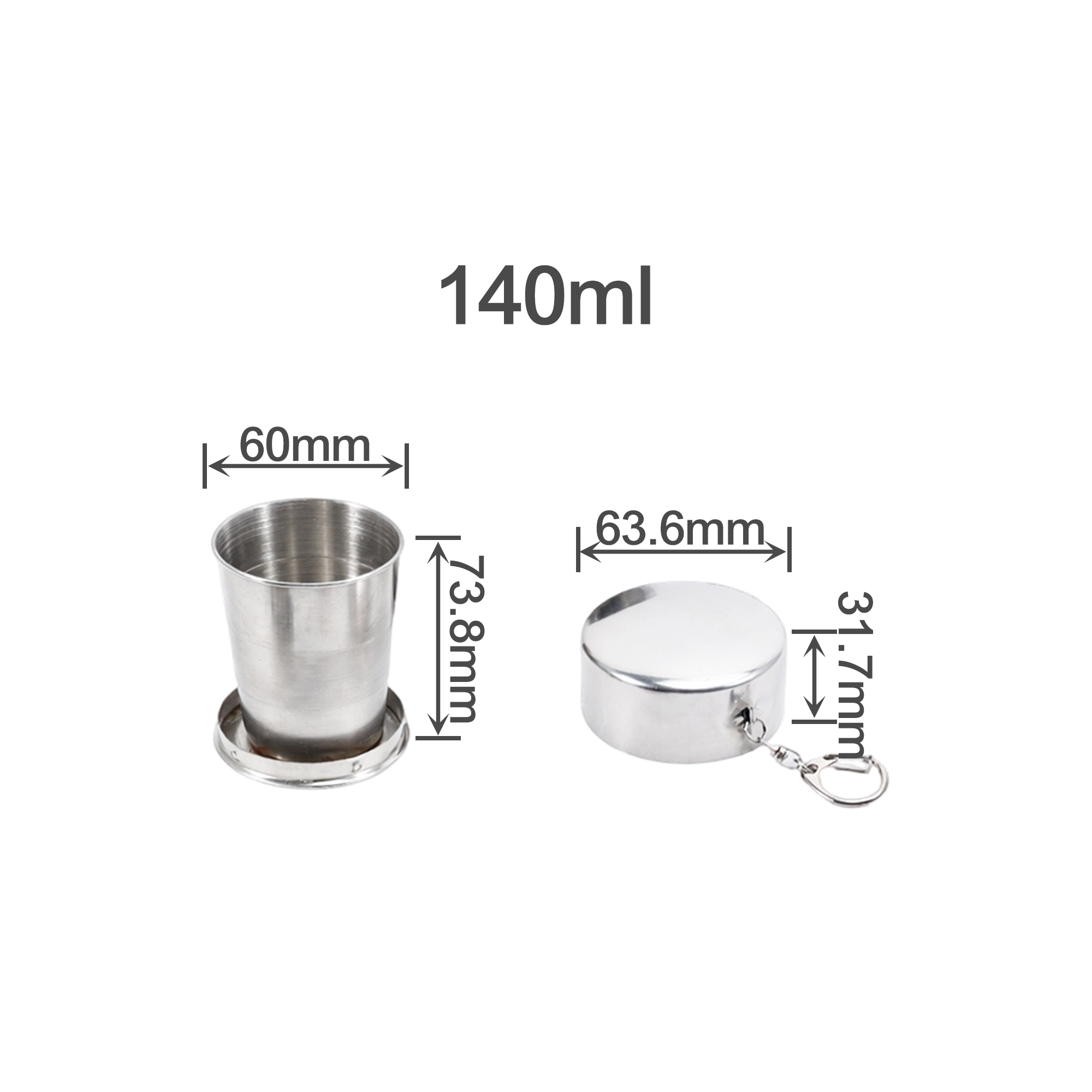 55ML/140ML/250ML Compact Stainless Steel Folding Cup - Image 4