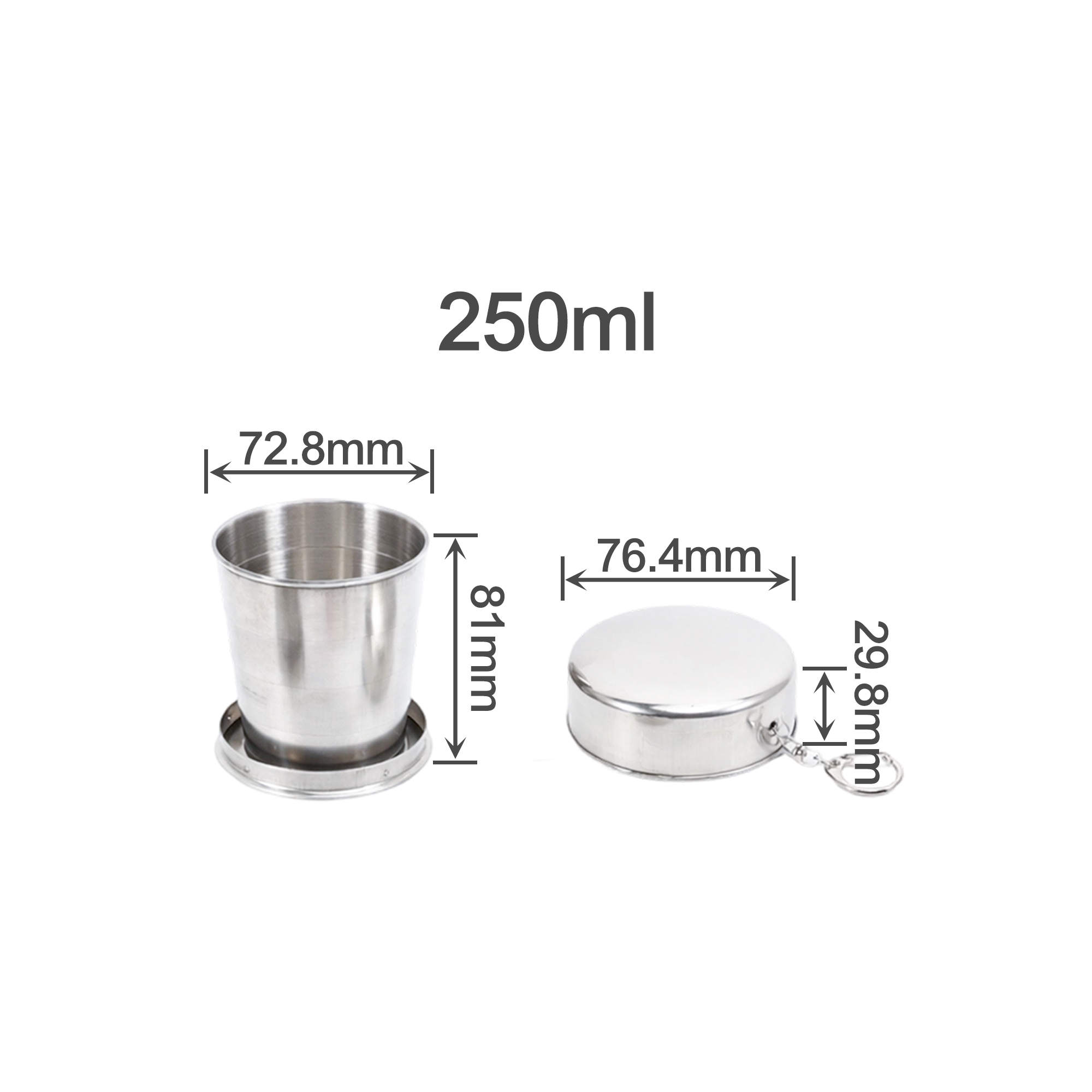 55ML/140ML/250ML Compact Stainless Steel Folding Cup - Image 5