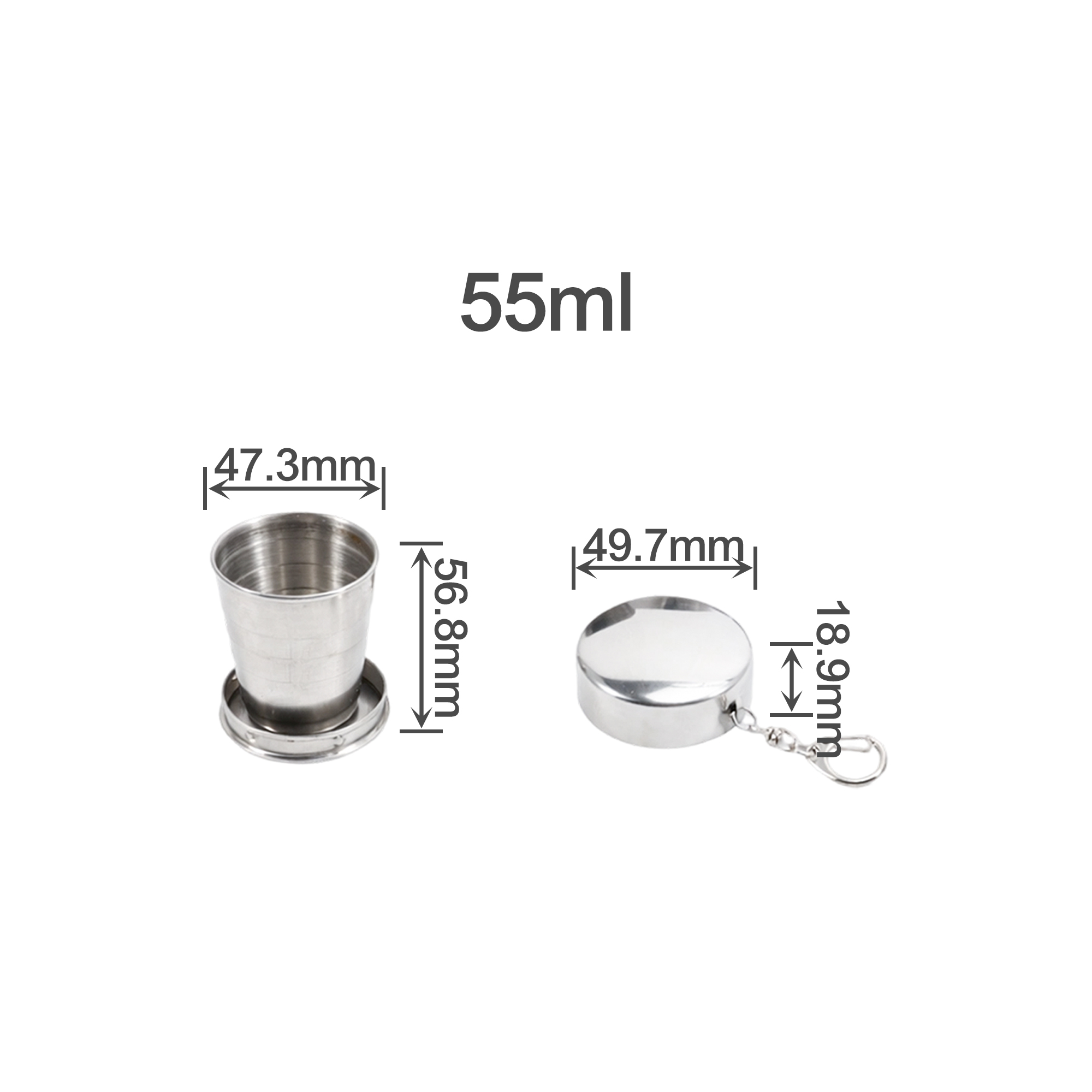 55ML/140ML/250ML Compact Stainless Steel Folding Cup - Image 3