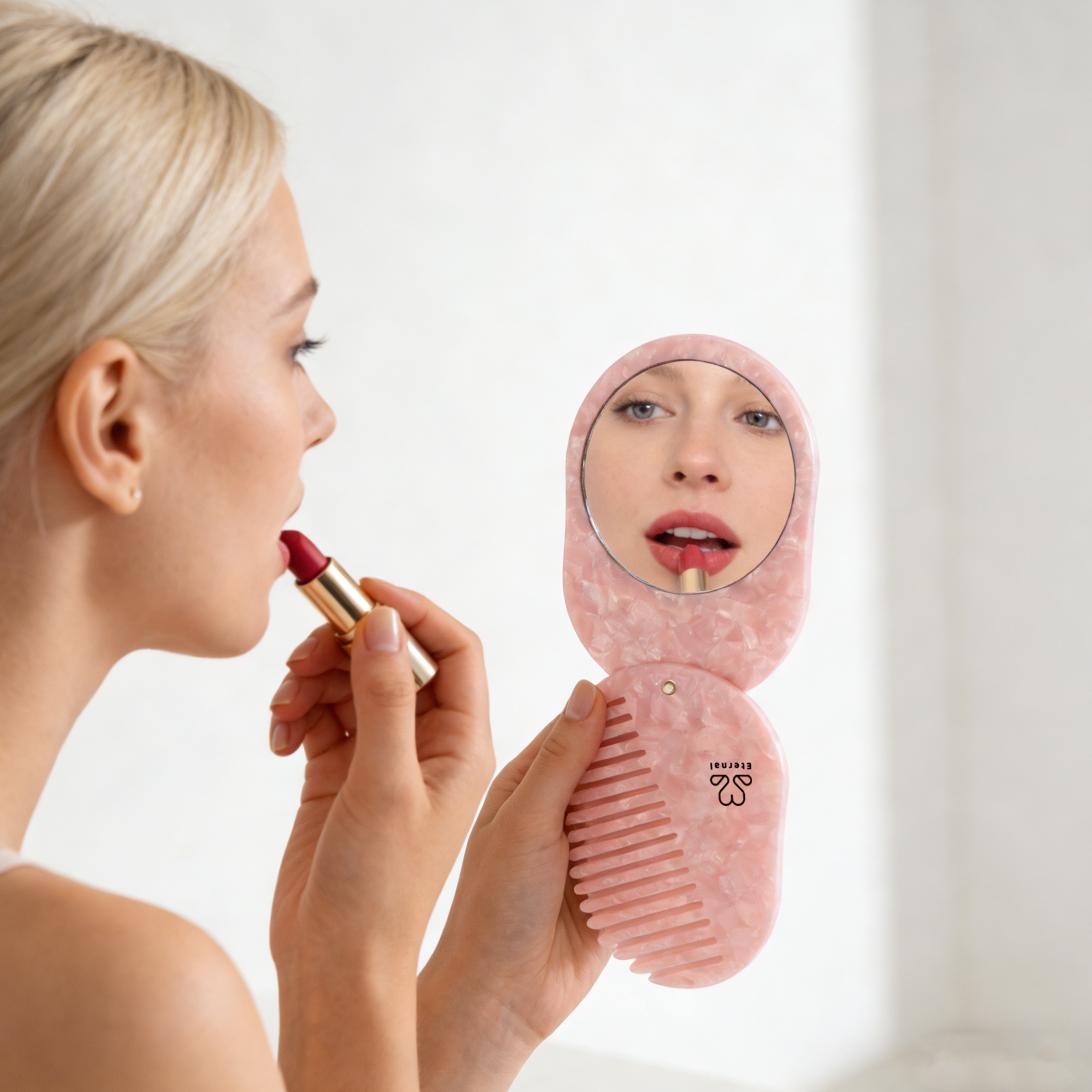 Portable Acetate Hair Comb with Mirror - Image 13