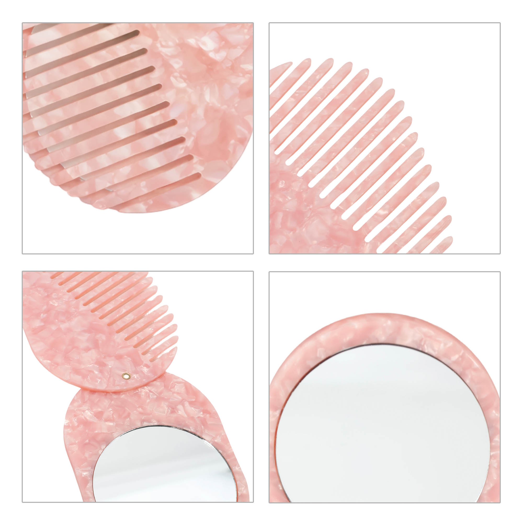 Portable Acetate Hair Comb with Mirror - Image 12