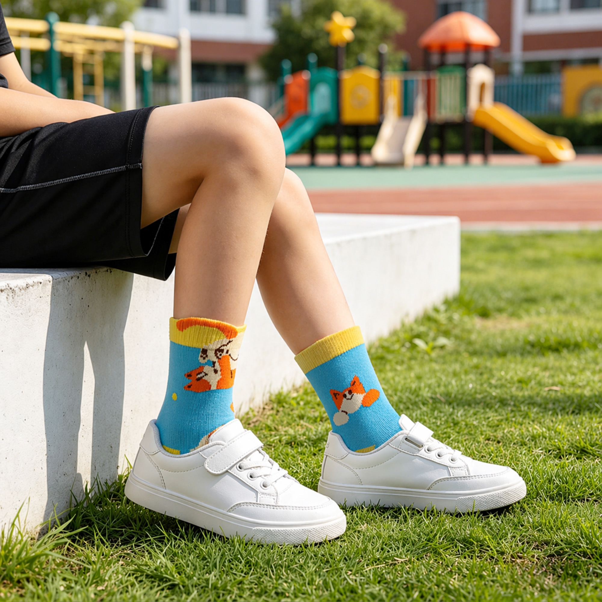 Ear Shaped Crew Kids Custom Pattern Woven Socks - Image 12