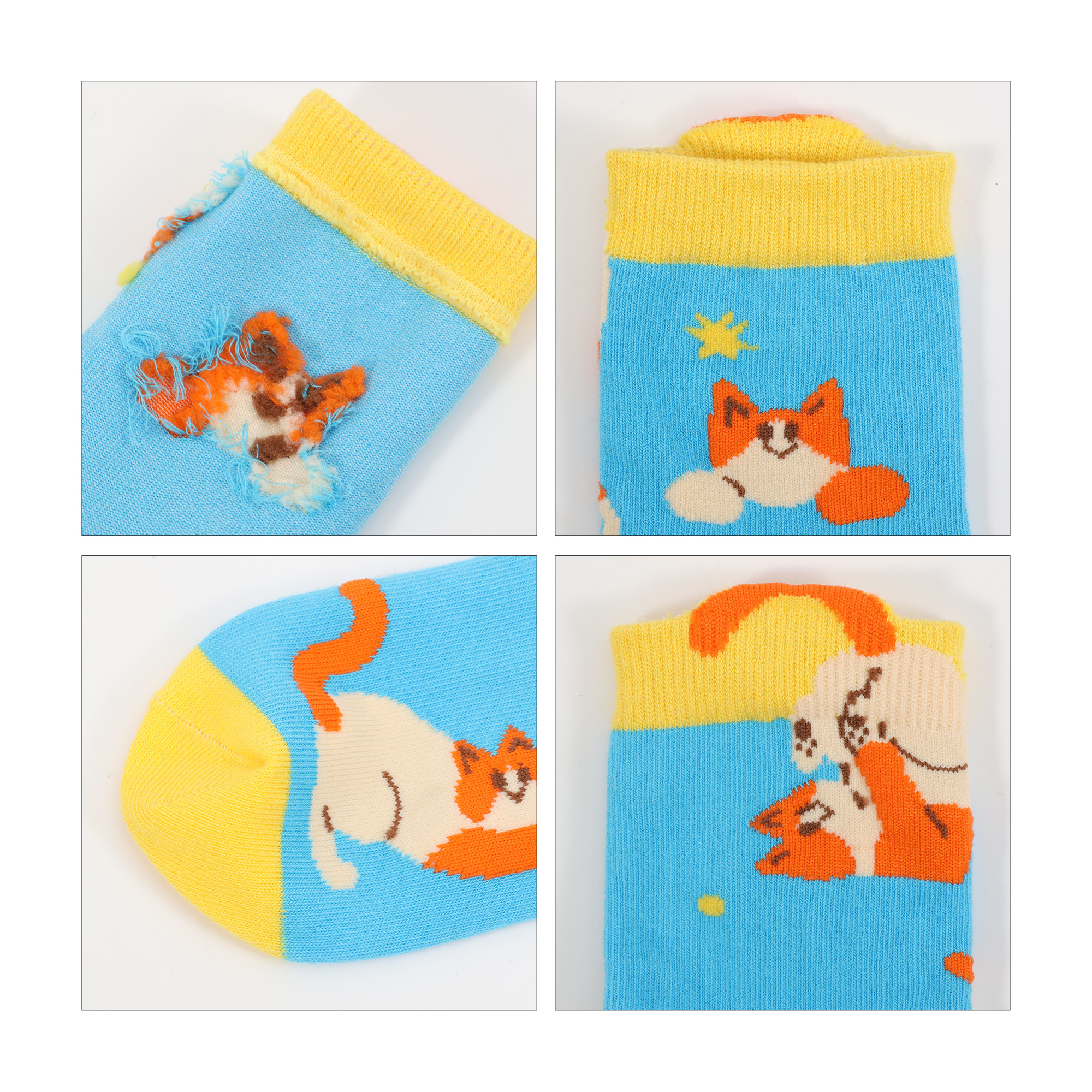 Ear Shaped Crew Kids Custom Pattern Woven Socks - Image 4