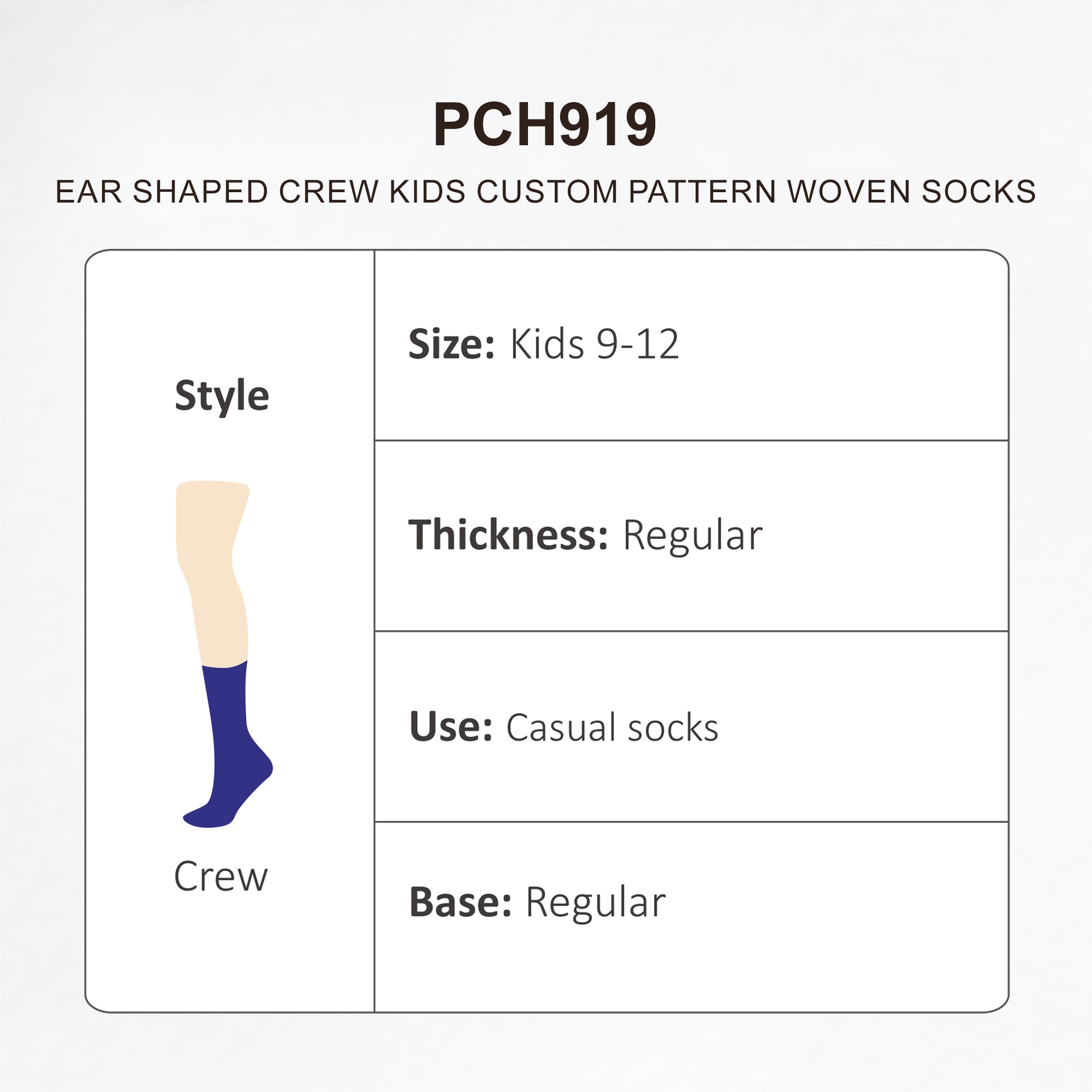 Ear Shaped Crew Kids Custom Pattern Woven Socks - Image 9