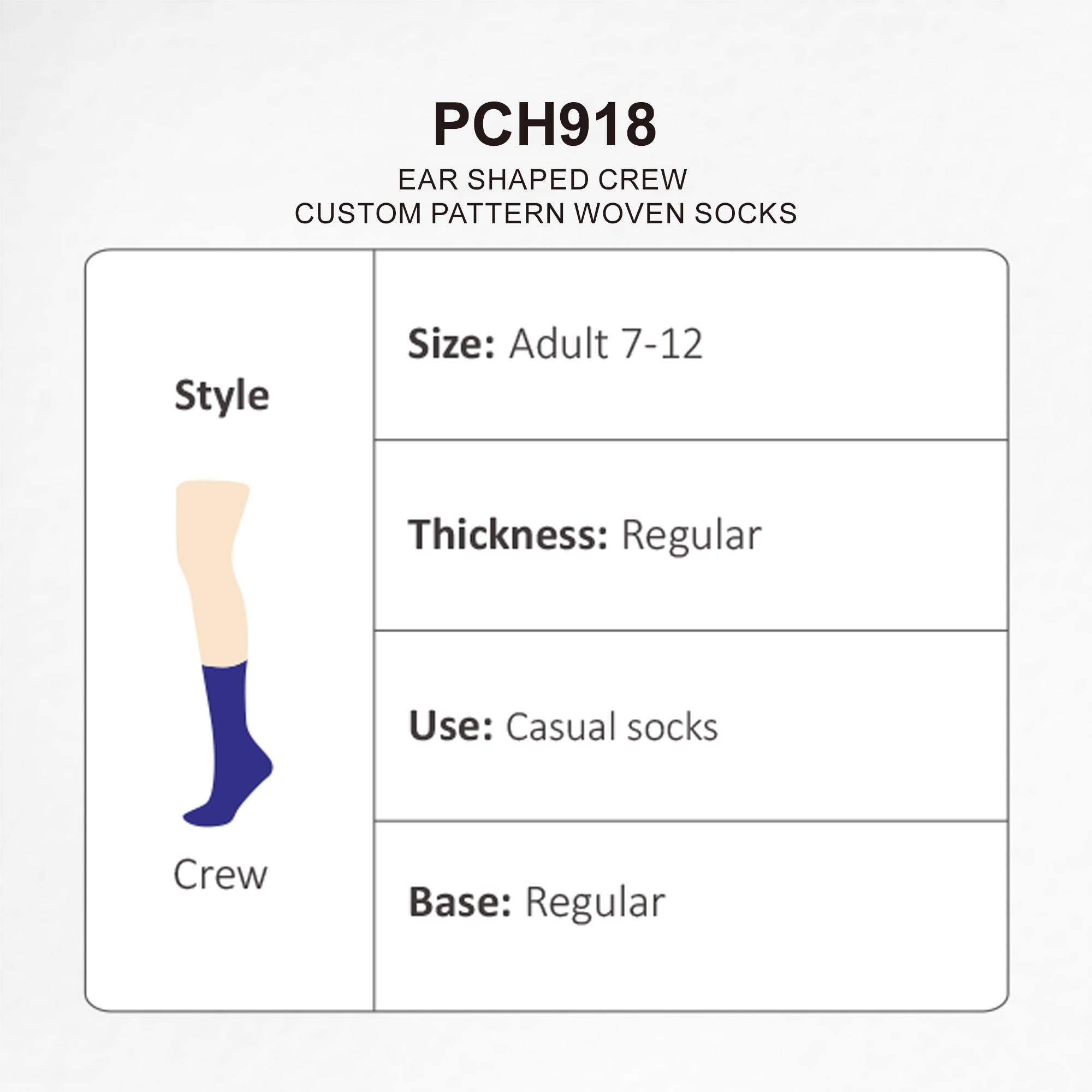 Ear Shaped Crew Custom Pattern Woven Socks - Image 9