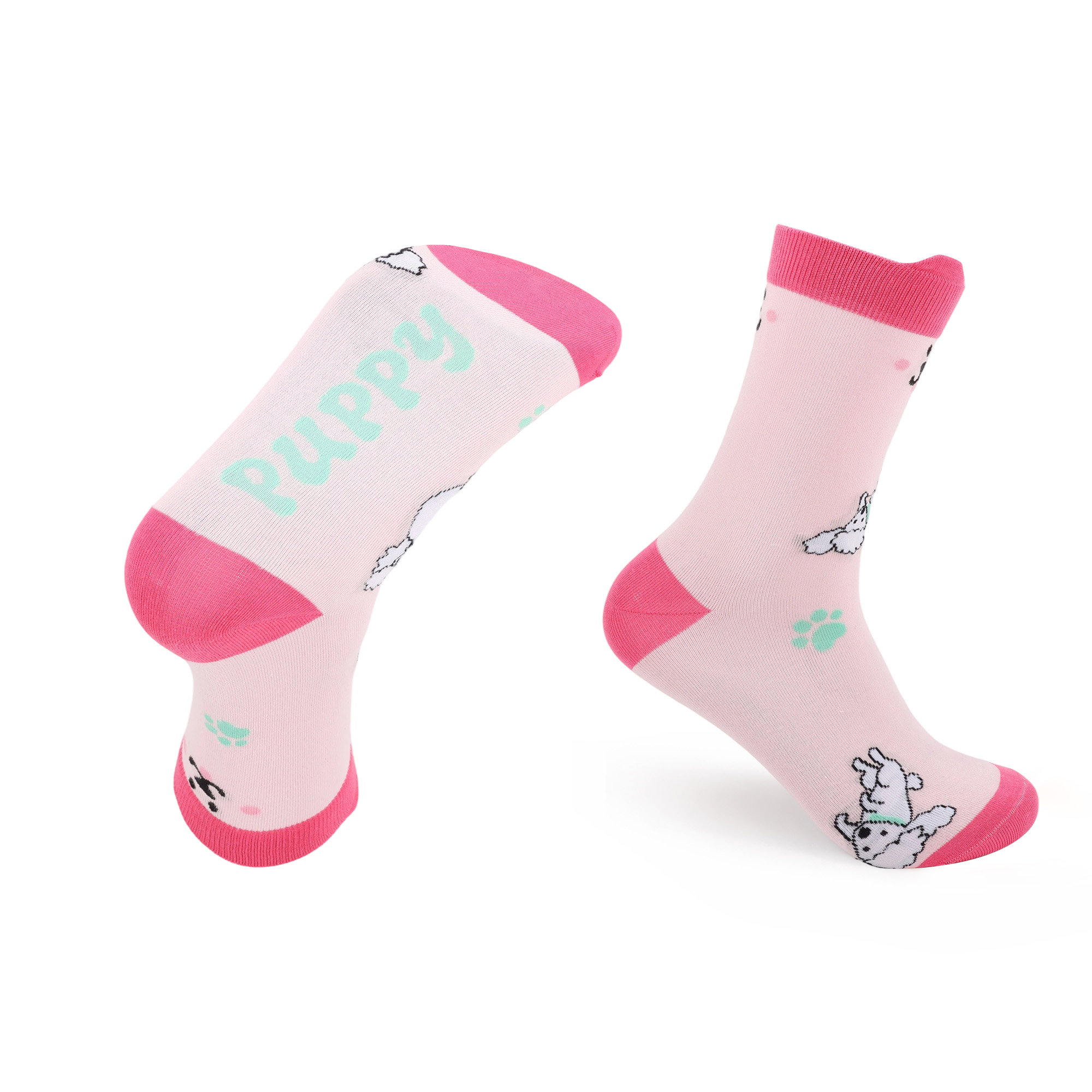 Ear Shaped Crew Custom Pattern Woven Socks - Image 2