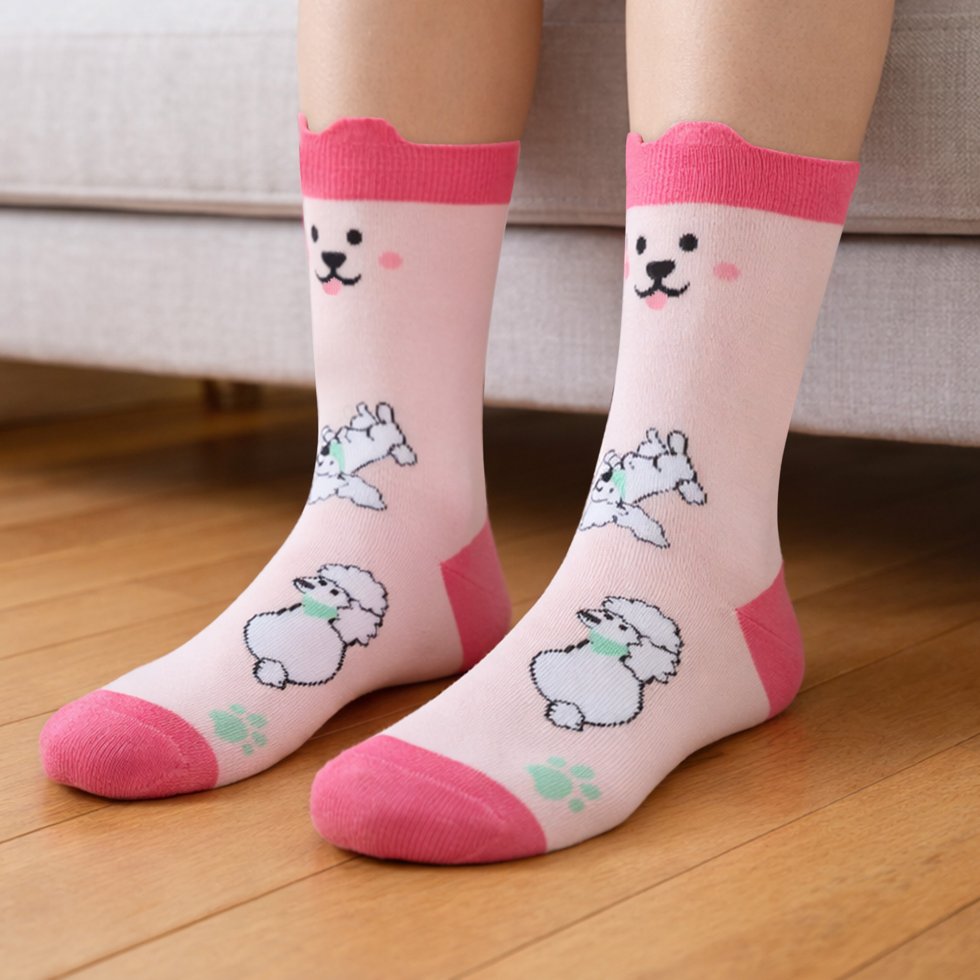 Ear Shaped Crew Custom Pattern Woven Socks - Image 12