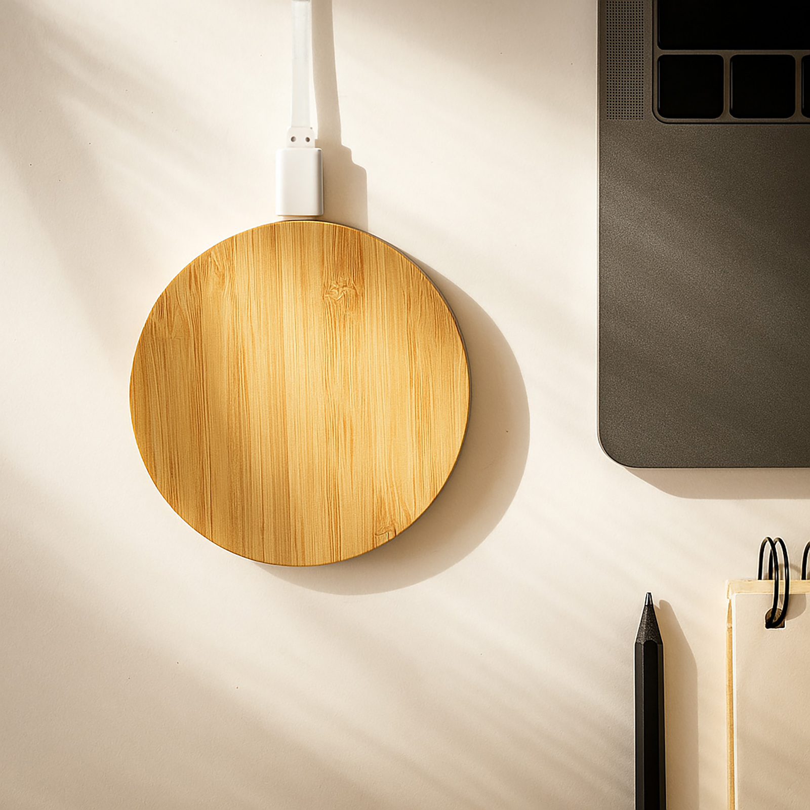 Arc Round Bamboo Wireless Charger - Image 2