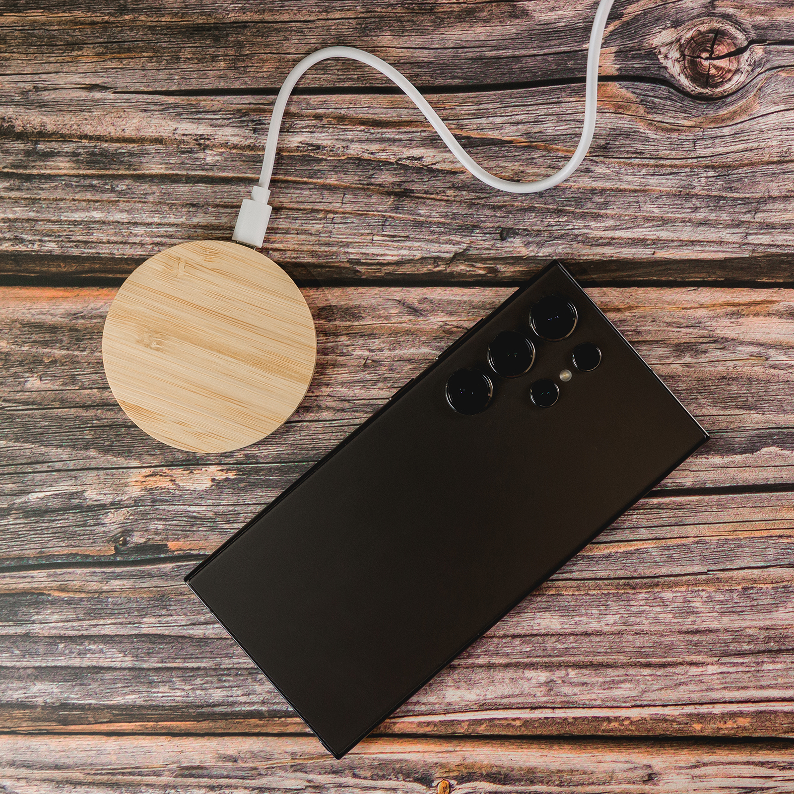 Arc Round Bamboo Wireless Charger - Image 5