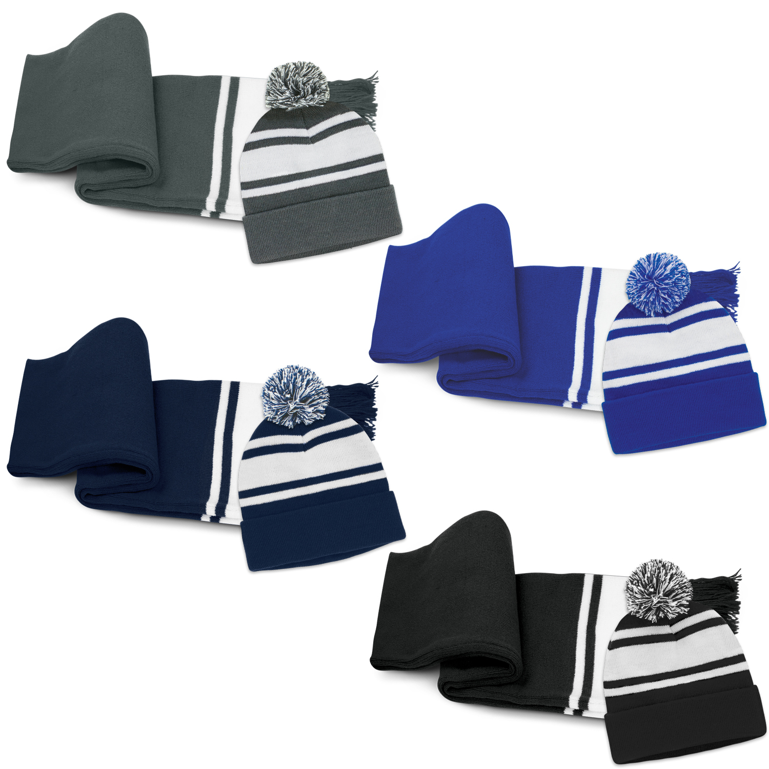 Commodore Scarf and Beanie with Pom Pom Set