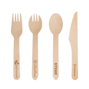 Pack of 100 Per Pack Disposable Wooden Cutlery - (Forks /Spoons/Knives/2 in 1 Spoon and fork)-(Big)