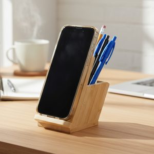 Bamboo Mobile Stand and Pen Holder