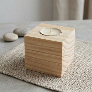 Wood Cube Candle