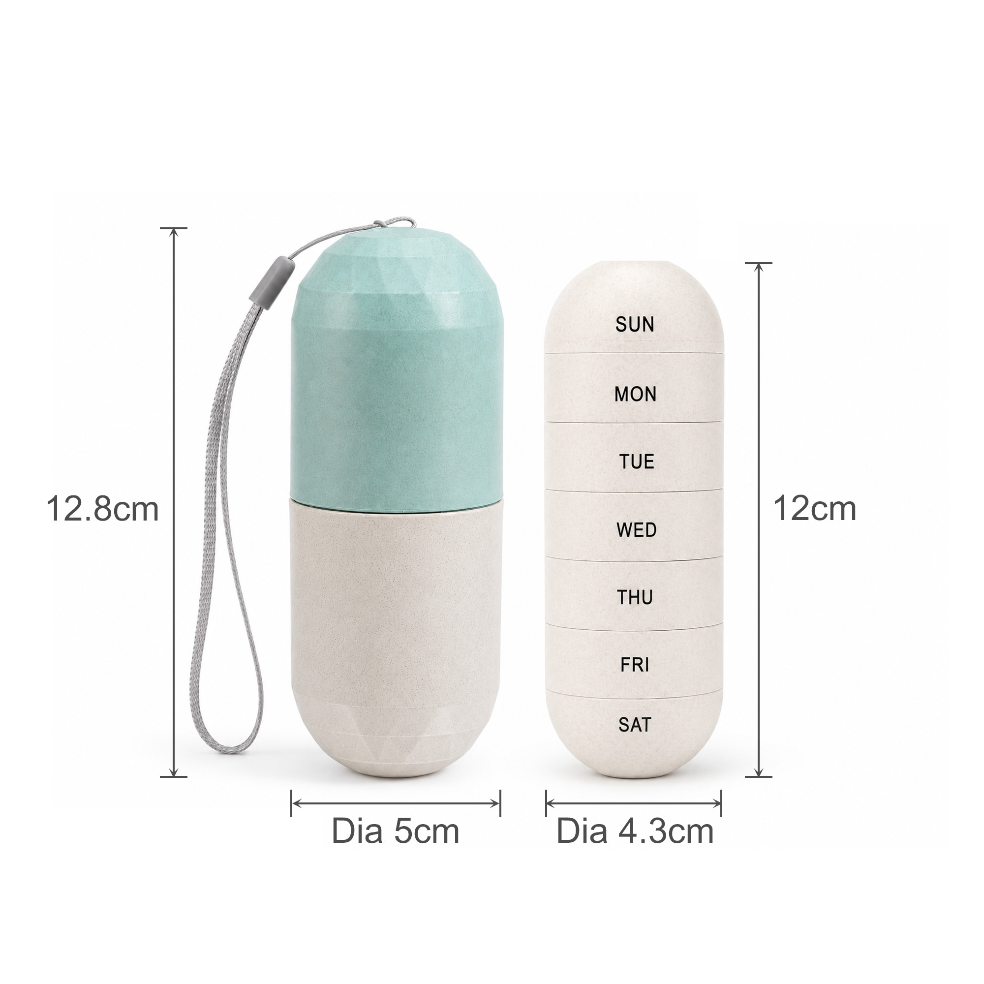 Wheat Straw Capsule Shape Pills Organizer - Image 4