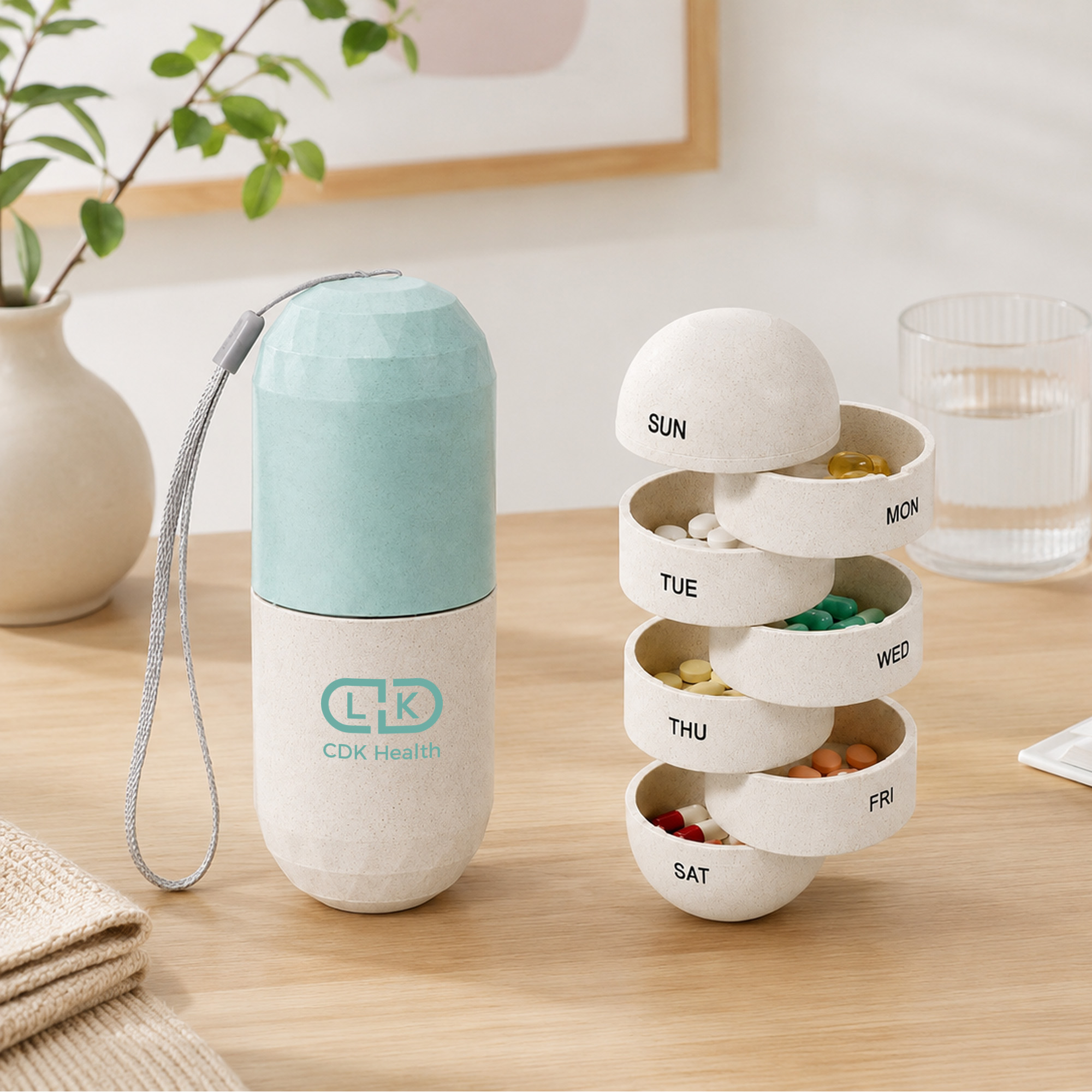 Wheat Straw Capsule Shape Pills Organizer - Image 7