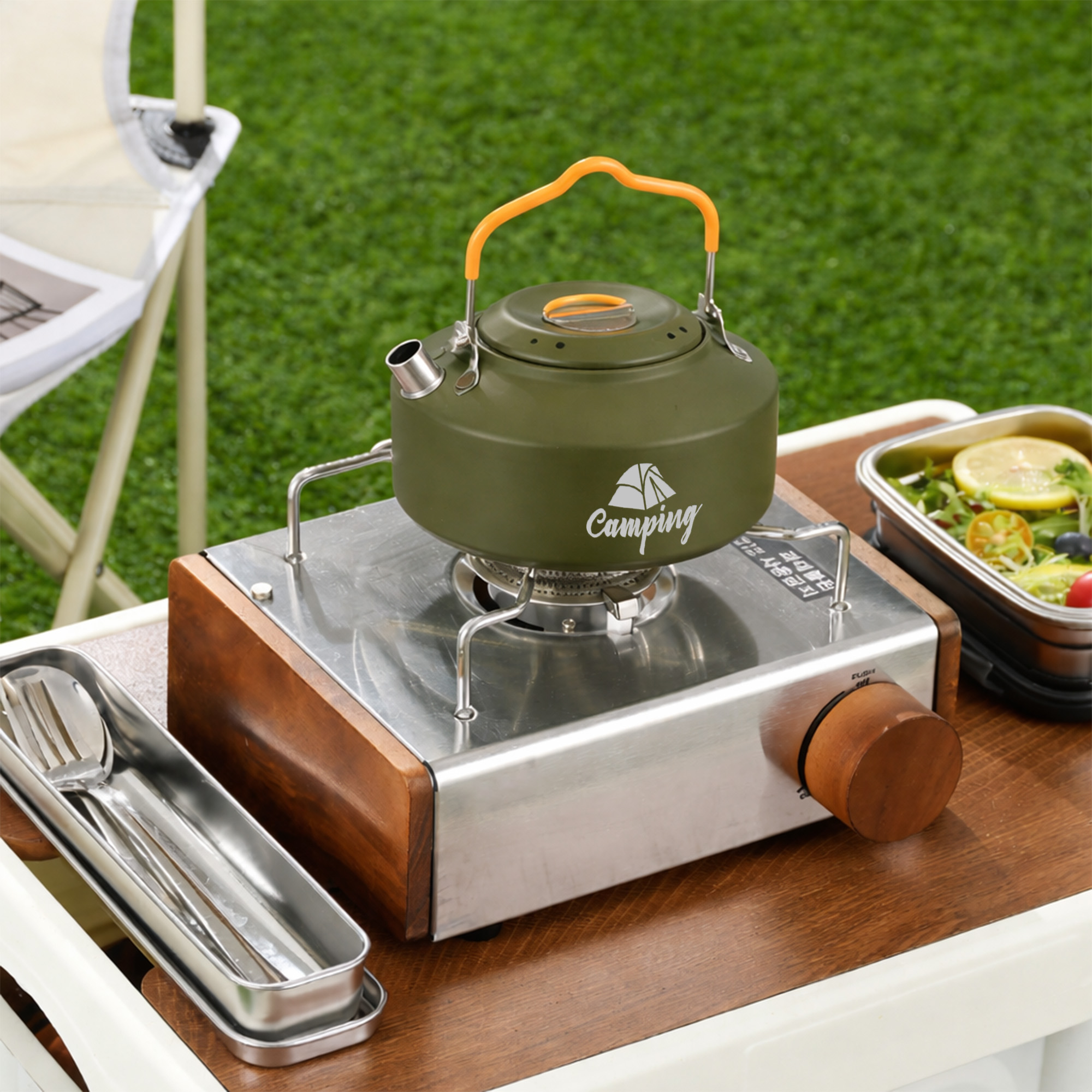 1 Litre Camping Kettle Coffee Tea Pot with Lid - Image 9