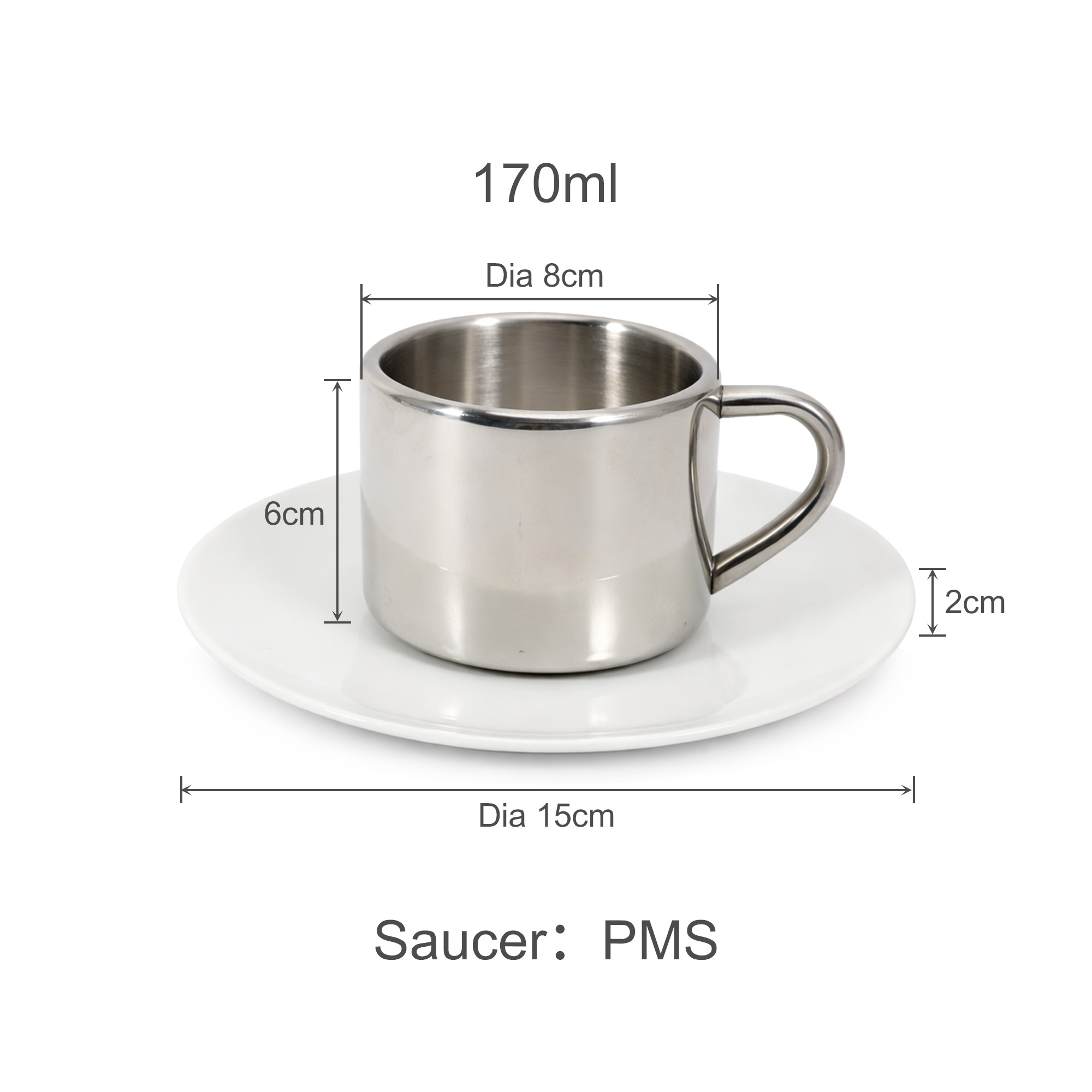 170ML Stainless Steel Mirror Reflection Coffee Mug - Image 2