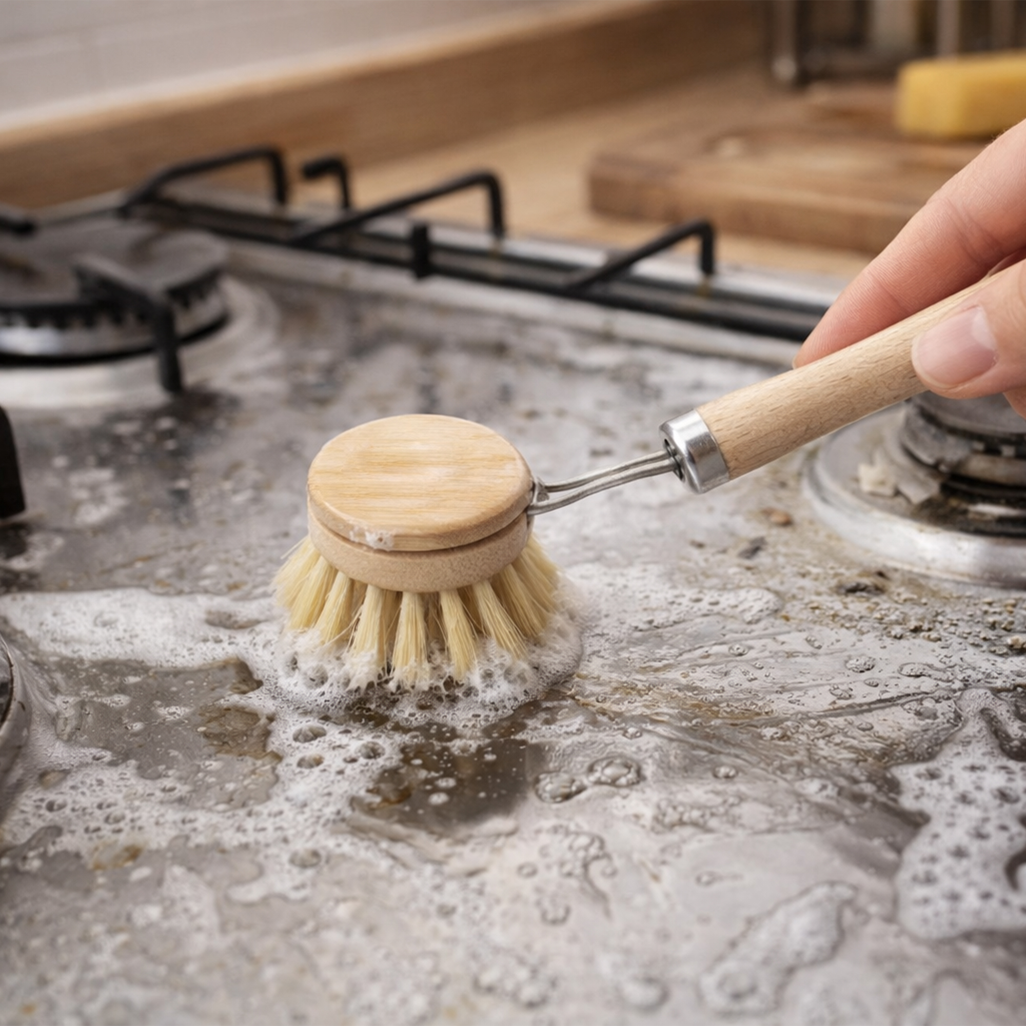 Long-Handled Kitchen Wooden Cleaning Scrubber - Image 7